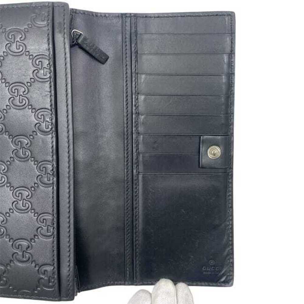 Gucci Bi fold Long Wallet Black Shima Leather GG Interlocking Folding Silver - Picture 7 of 9